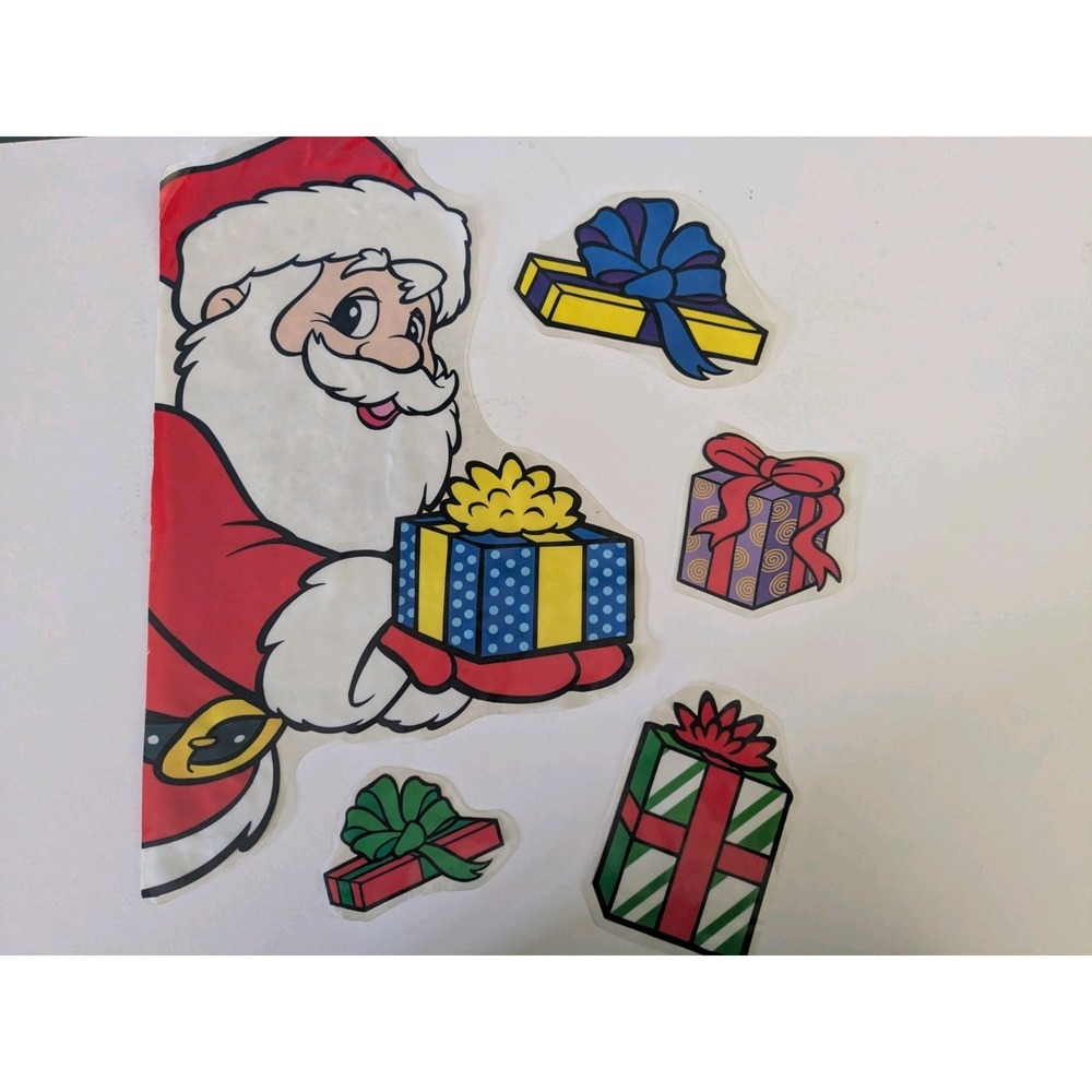 Vintage‎ Santa Window Clings Christmas Present Decorations Lot
